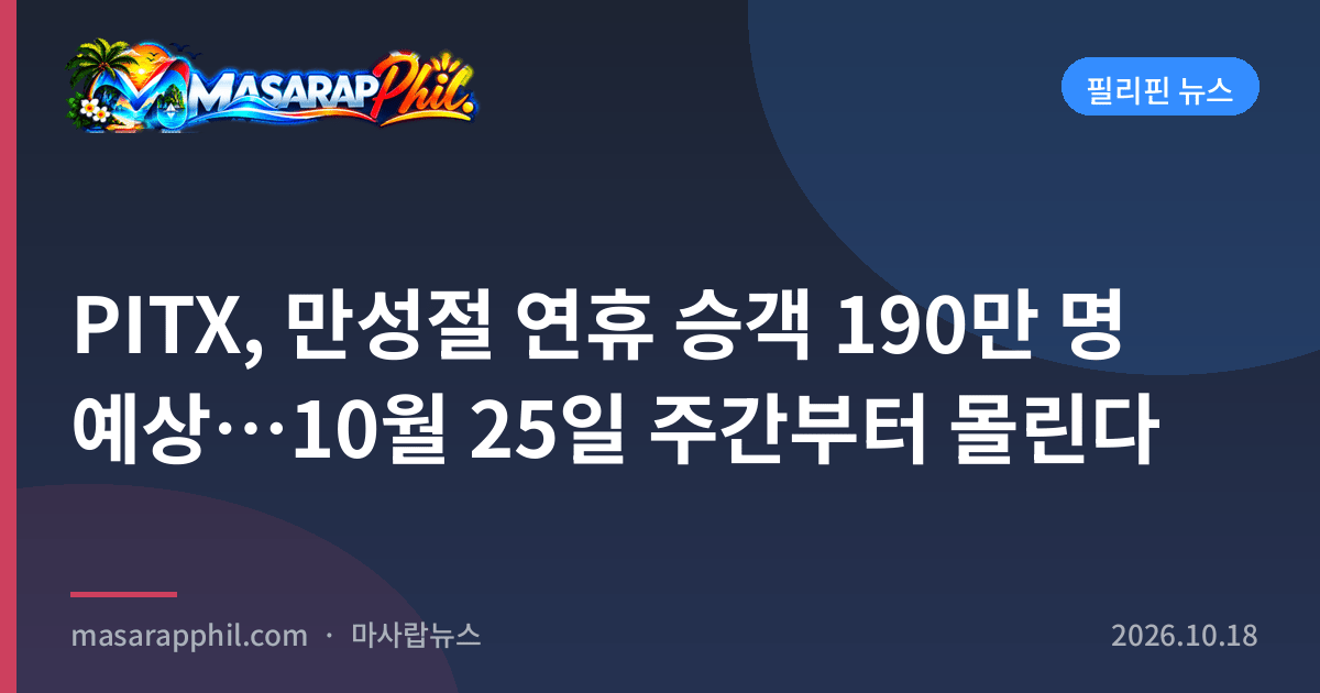 PITX, 만성절 연휴 승객 190만 명 예상…10월 25일 주간부터 몰린다