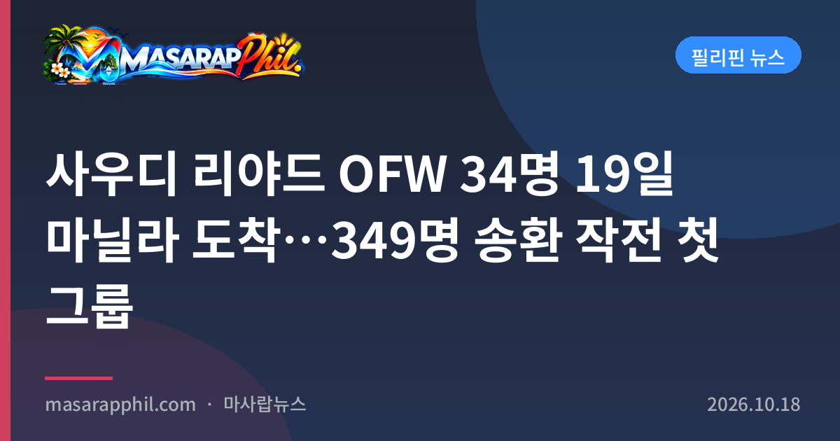 사우디 리야드 OFW 34명 19일 마닐라 도착…349명 송환 작전 첫 그룹