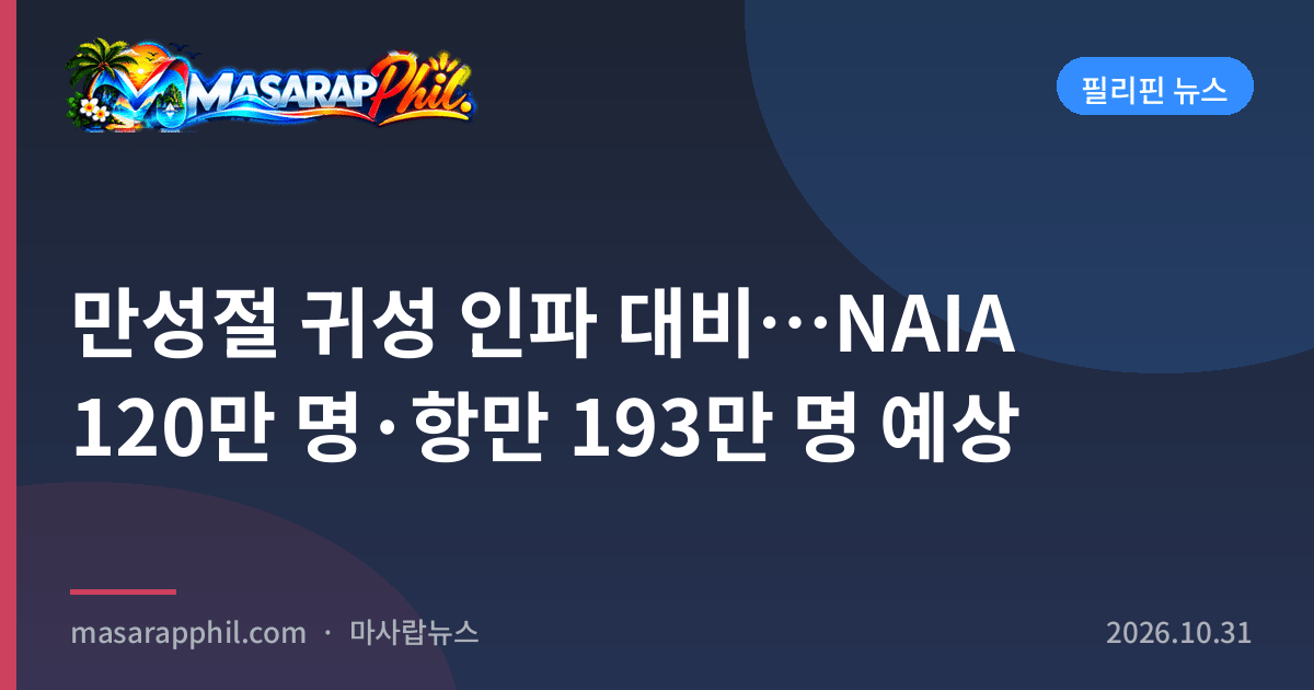 만성절 귀성 인파 대비…NAIA 120만 명·항만 193만 명 예상