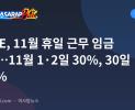 DOLE, 11월 휴일 근무 임금 안내…11월 1·2일 30%, 30일 200%
